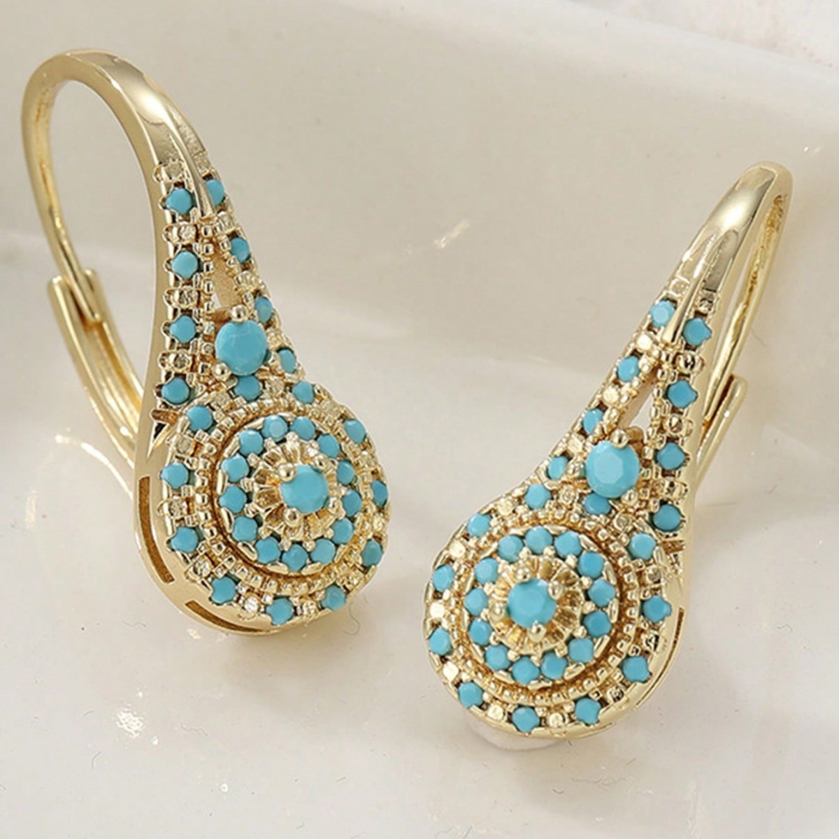 TEMU 1 par de aretes elegantes para mujer con piedra sintética de colgantes KC Jewelry