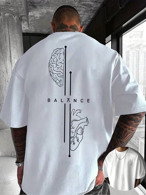 and back print round neck t shirt pure cotton summer fashion short sleeve top for casual essential outing gift