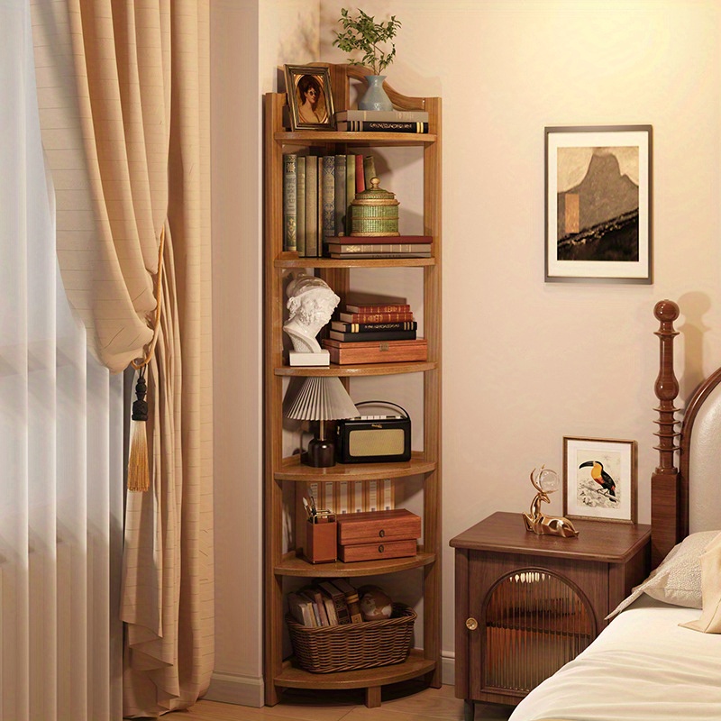 * Minimalistisches Holz/Bambus Eckregal - Freistehender Bodenschrank mit  Schrgen Regalen fr Wohnzimmer, Schlafzimmer, Bro - Platzsparender  Mehrzweck-Organizer, Einfache Montage * fr Schlafzimmer, ...