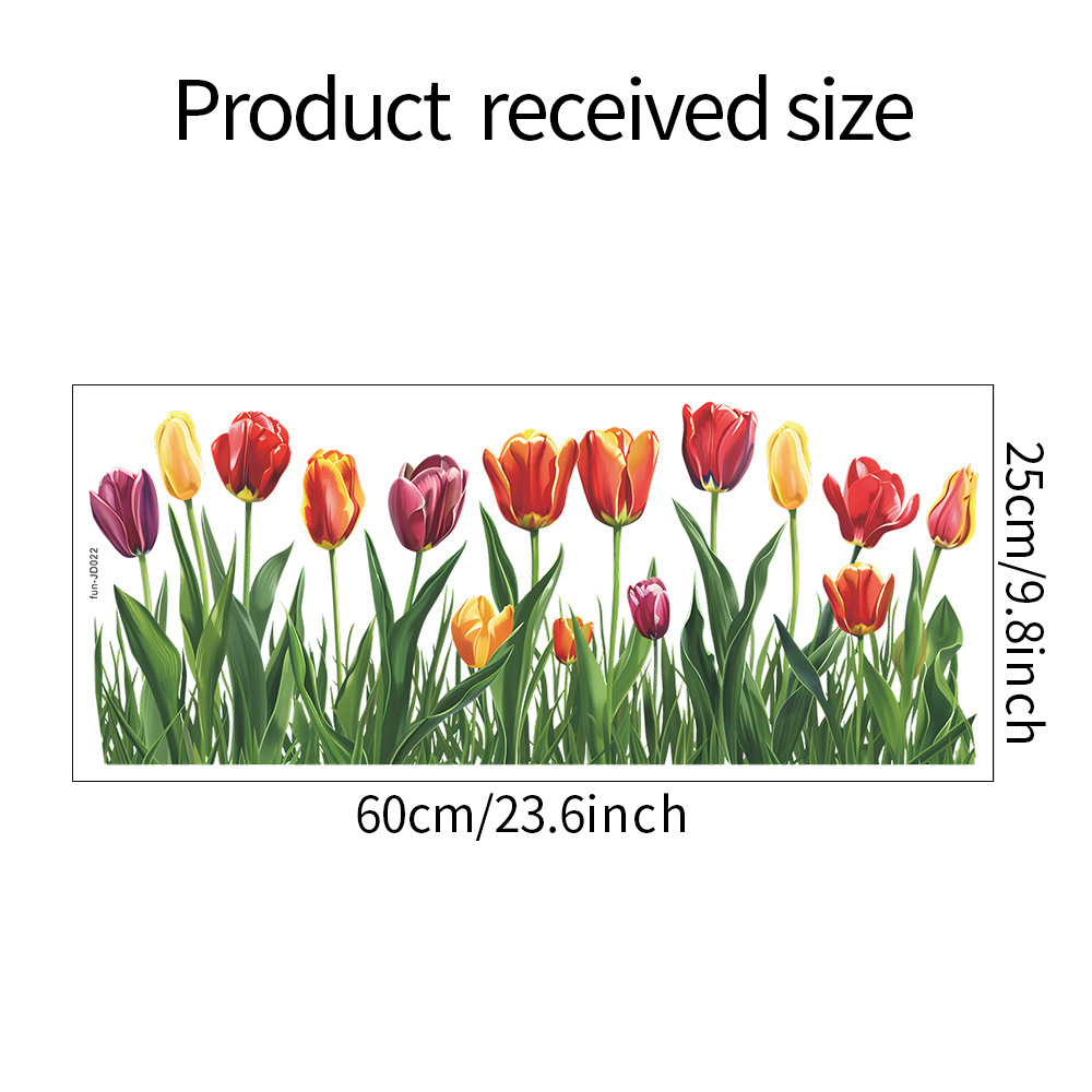 Vibrant Window Clings - Electrostatic Pvc Stickers For Glass, Plastic & Metal Surfaces, Decor For Windows & Doors, Tulip Decor