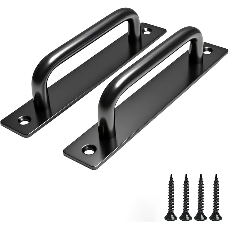 TEMU 2pcs 5.8/7-inch Barn Door Handle, Premium Door Handle, Sturdy Black Sliding Door Handle, Suitable For Kitchen, Cabinet, Bathroom, Closet, With
