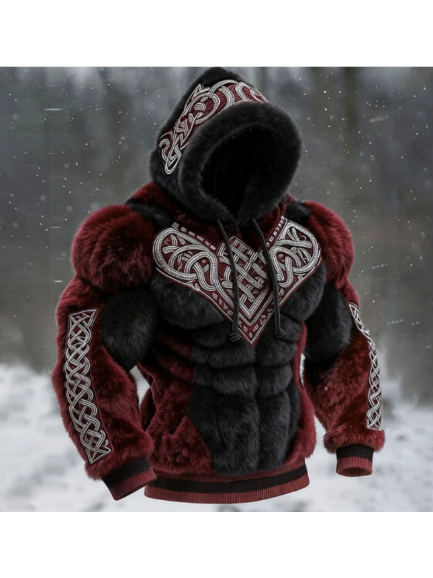 Plus Size - 2026 New Men'S Hoodie | Street Fashion Hooded for Autumn and Winter, Machine-Washable, Suitable for Christmas and All Seasons, Durable and Casual, Long Sleeve, Patterned Print, Regular Fit - Image 9