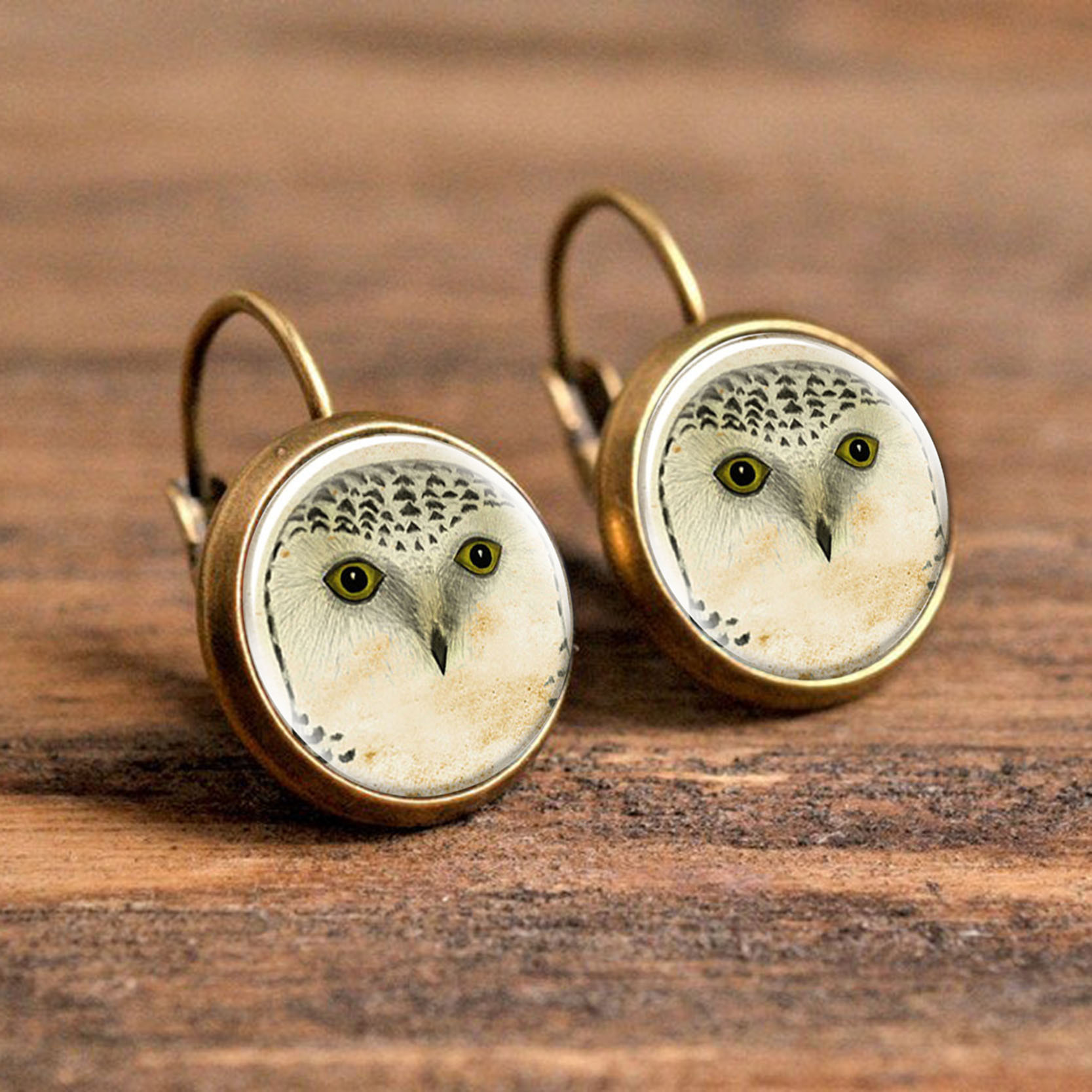 Creative Glass Animal Pattern Earrings, Retro Cartoon