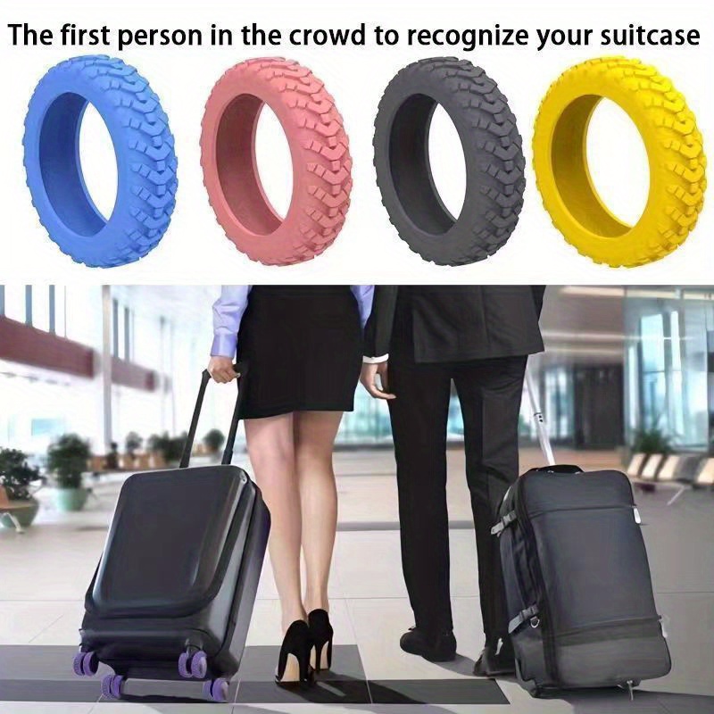 16pcs Silicone Luggage Wheel Covers, Noise Reduction & Shock Absorption Suitcase Caster Protectors, Durable Travel Accessories for Office Chairs & Rolling Bags (Orange, Blue, Black, Pink, Purple, Yellow), Luggage for Travel