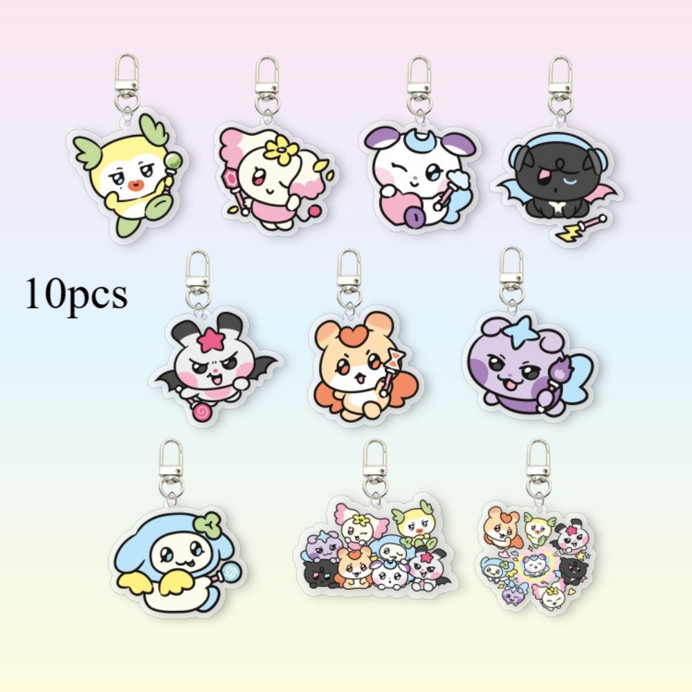 TEMU 2d Flat, 10pcs Cartoon 2d Keychain New Cartoon Acrylic Keychain Bag Accessories Jewelry Fan Gift