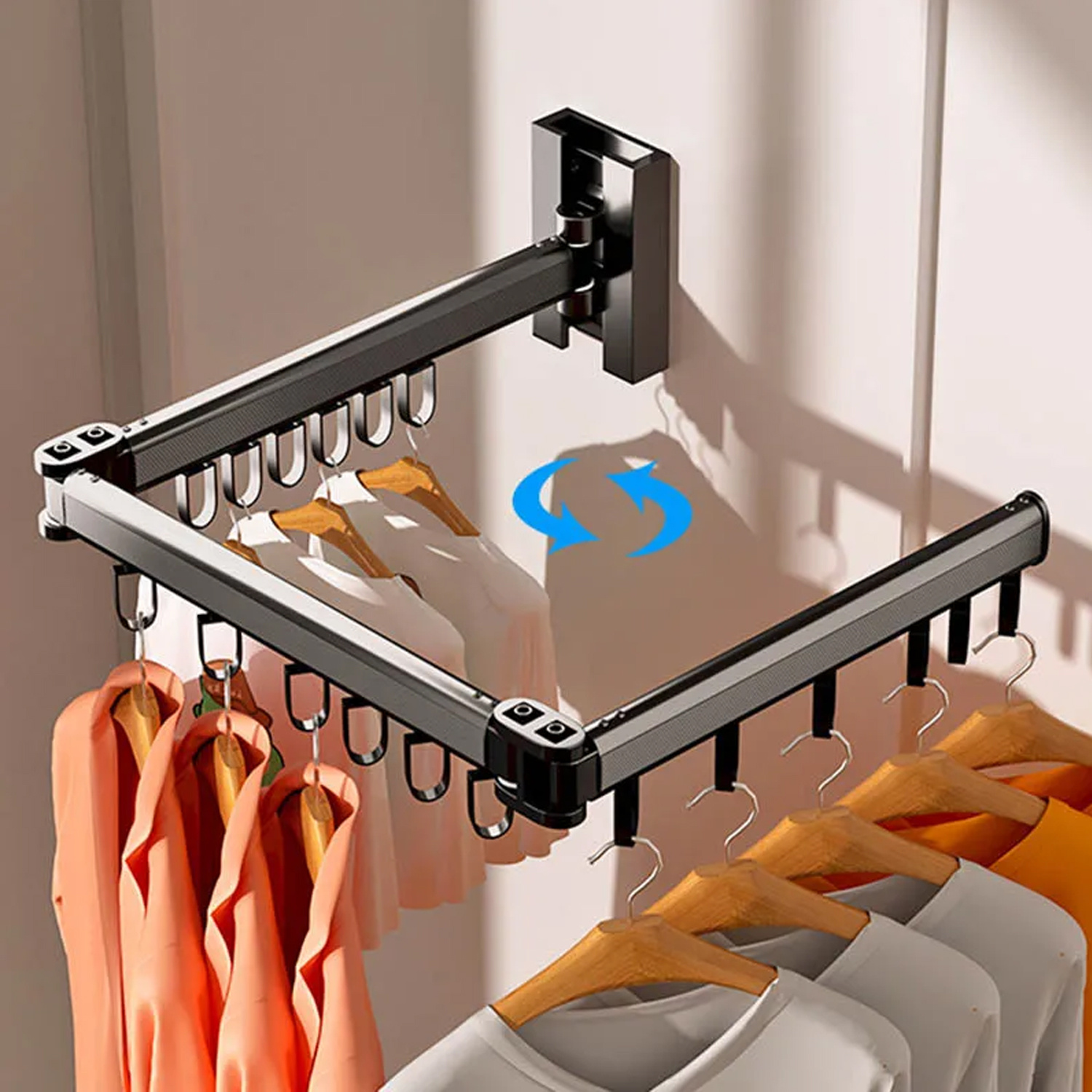 Foldable Wall Mounted Clothes Hanger Aluminum Clothes Rack For Balcony Bedroom Bathroom Window, Drying Racks