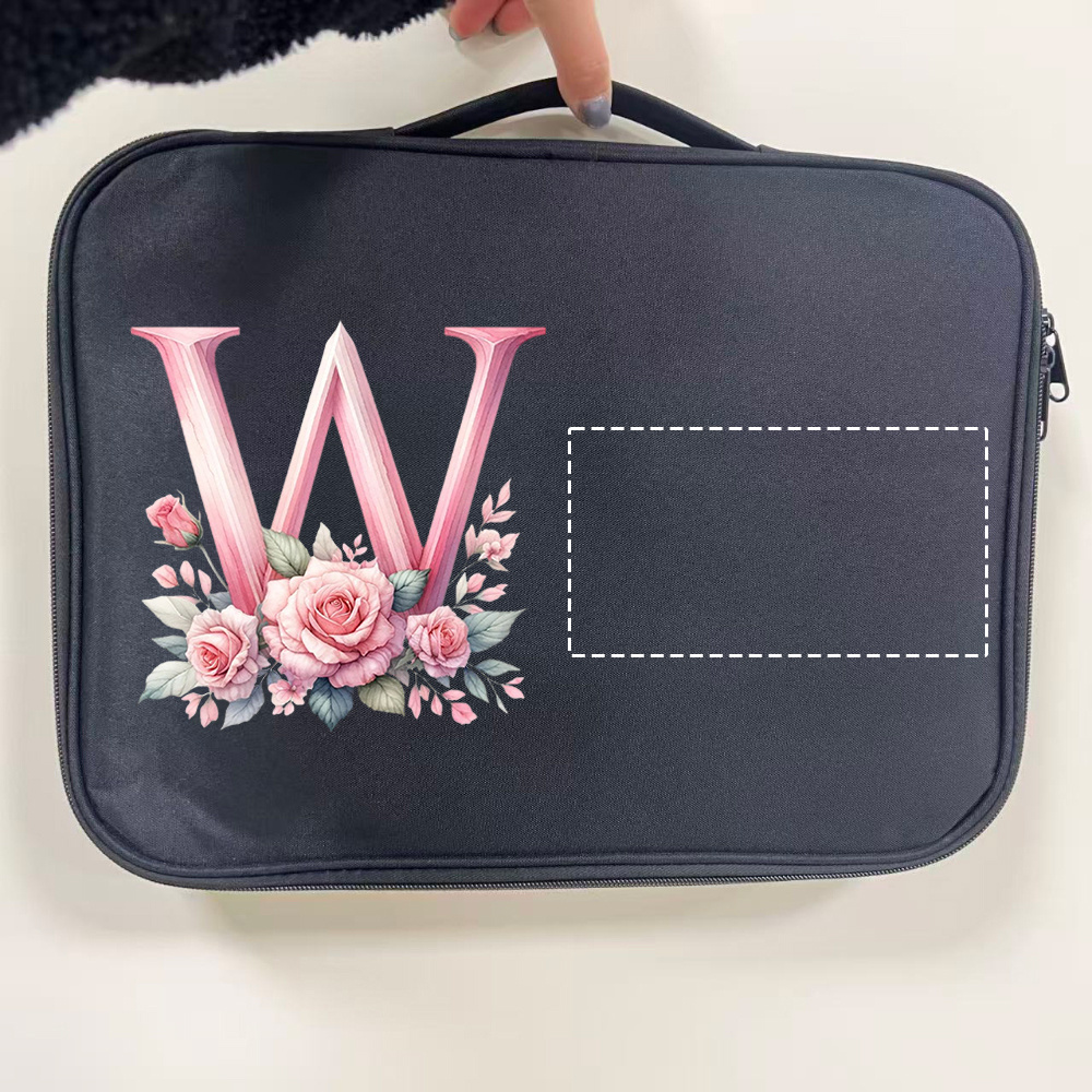 Custom Floral Initial Laptop Tote Bag with Monogram