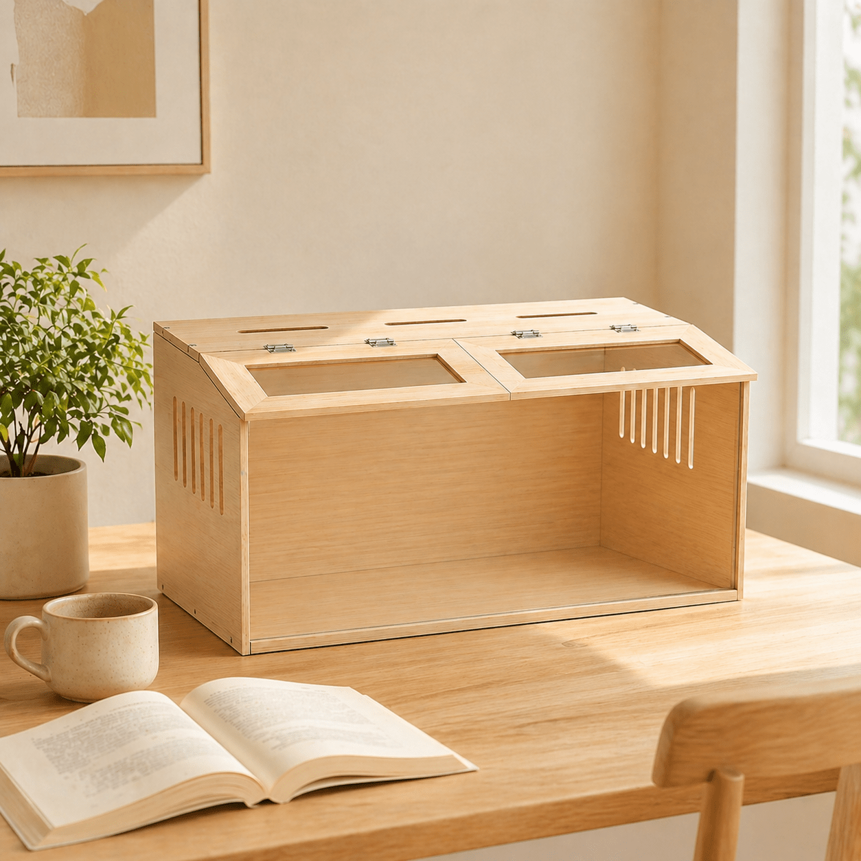Wooden Transparent Hamster Cage Multi-Level Space