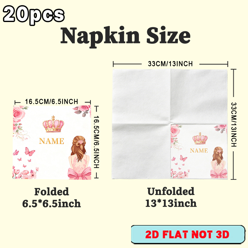 TEMU 20pcs Napkin Customize Elegant Floral Napkins With A Crown And Design , Suitable For Party Paper, Outdoor Party Paper, Western Restaurant Paper,