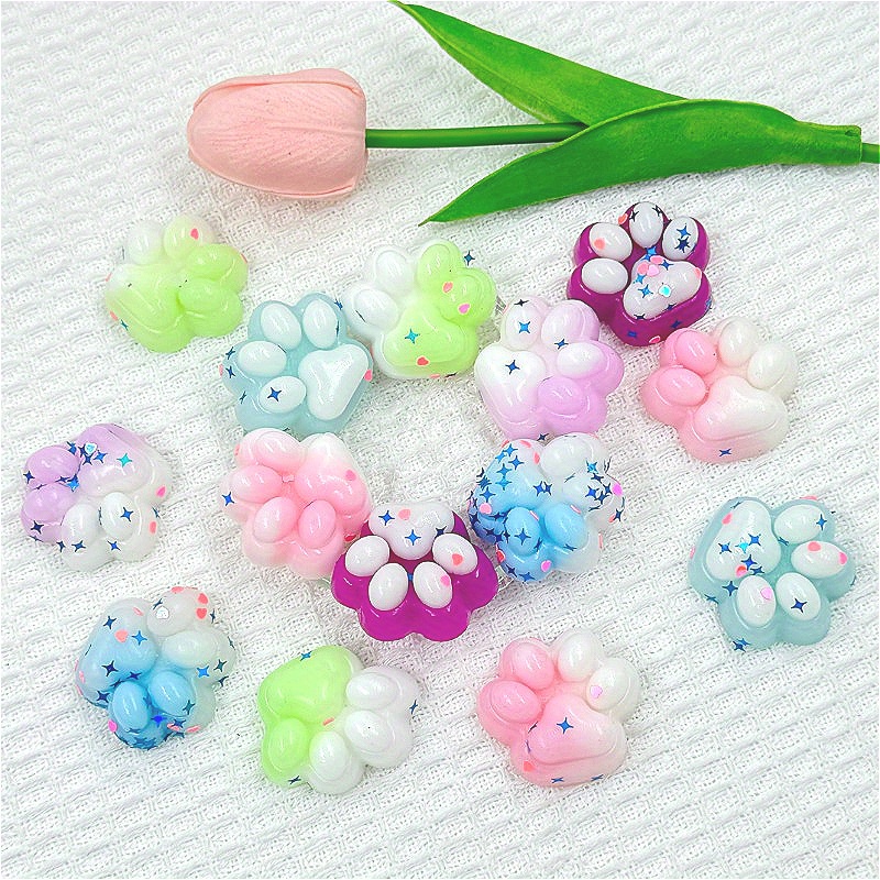 6pcs Mixed Cat Paw Soft Textured Toy Glitter Colorful Durable
