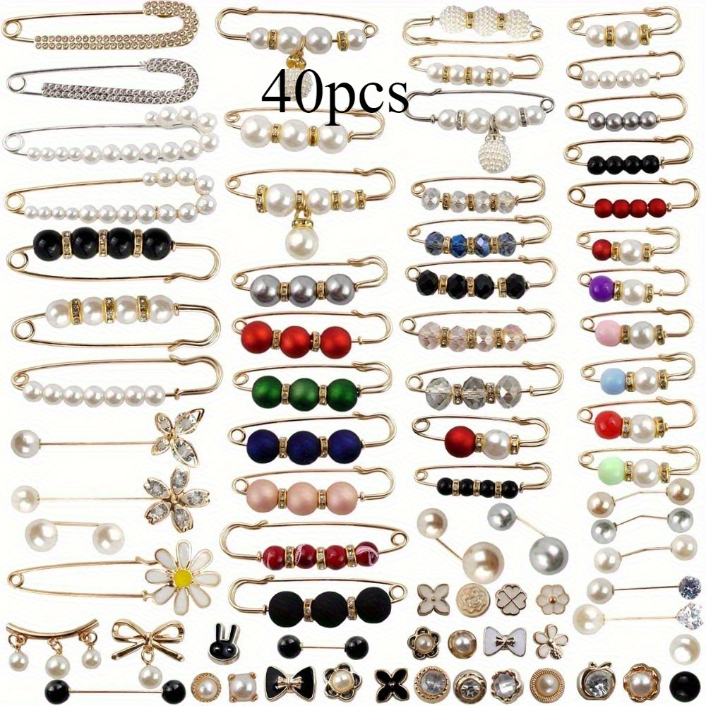 TEMU Elegant Fashion Safety Pins - Durable Plastic Brooches For Clothing And Accessories, Ideal For Daily Use, Fashion Pins|sleek Brooches|durable
