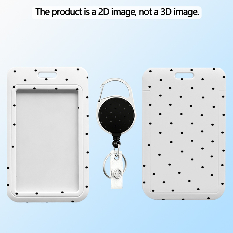 TEMU [2d Flat] Polka Dot Pattern Printed Card Holder With Retractable Buckle Badge Lanyard - Id And Credit Card Holder, Heavy-duty Id Lanyard.