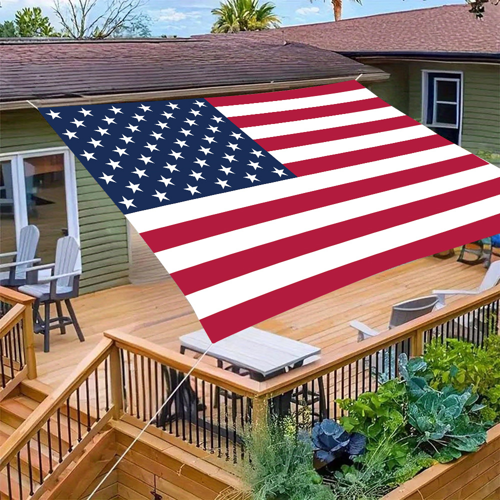 TEMU 1pc America Flag Canopy Tent - Outdoor Sun Shade With Easy Setup, Portable Beach Umbrella For Poolside, Camping, Backyard, Fixing Ropes Included