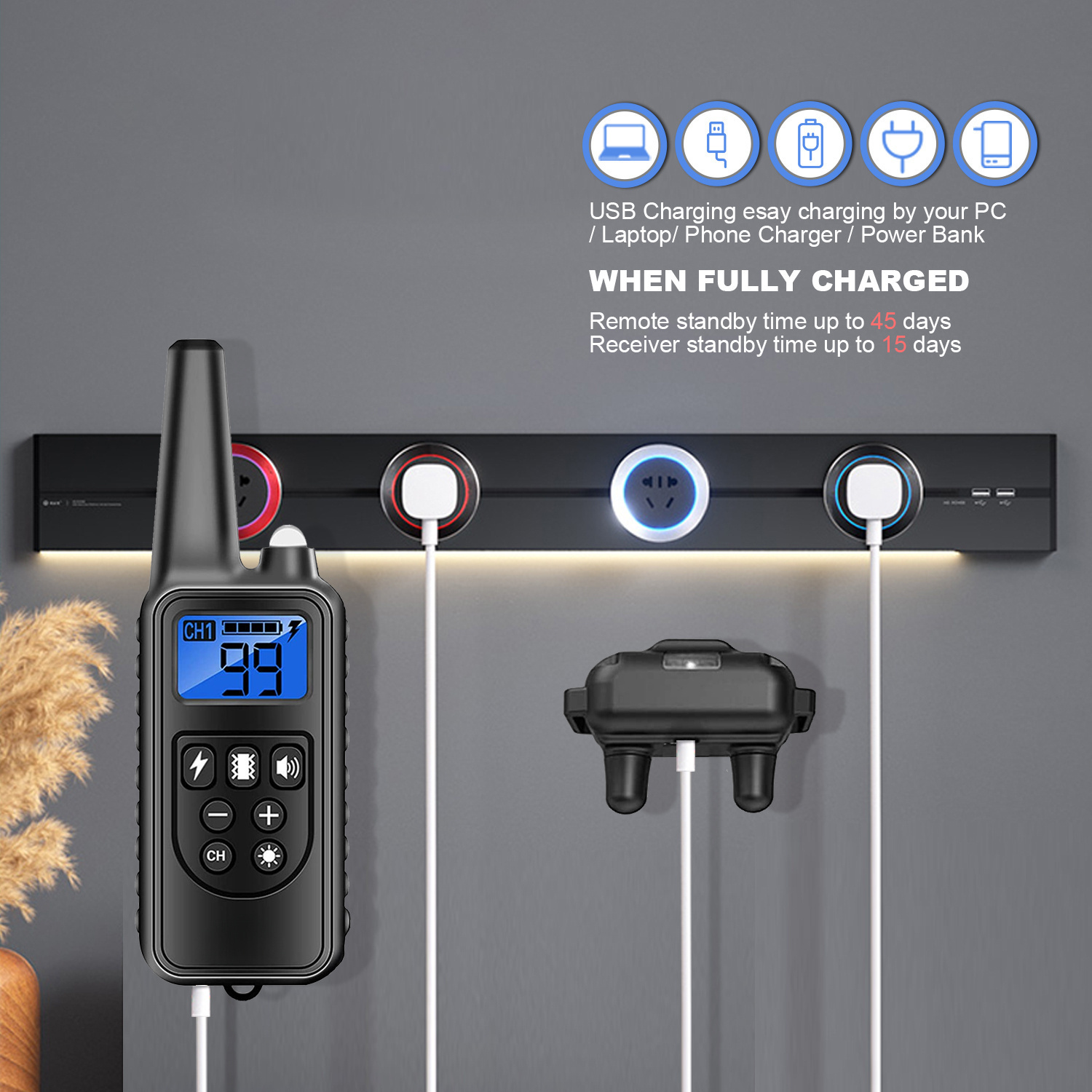 remote controlled electronic collar 2600   remote electric shock collar with 3   vibration   electric shock can   train all breeds of dogs Product details 2