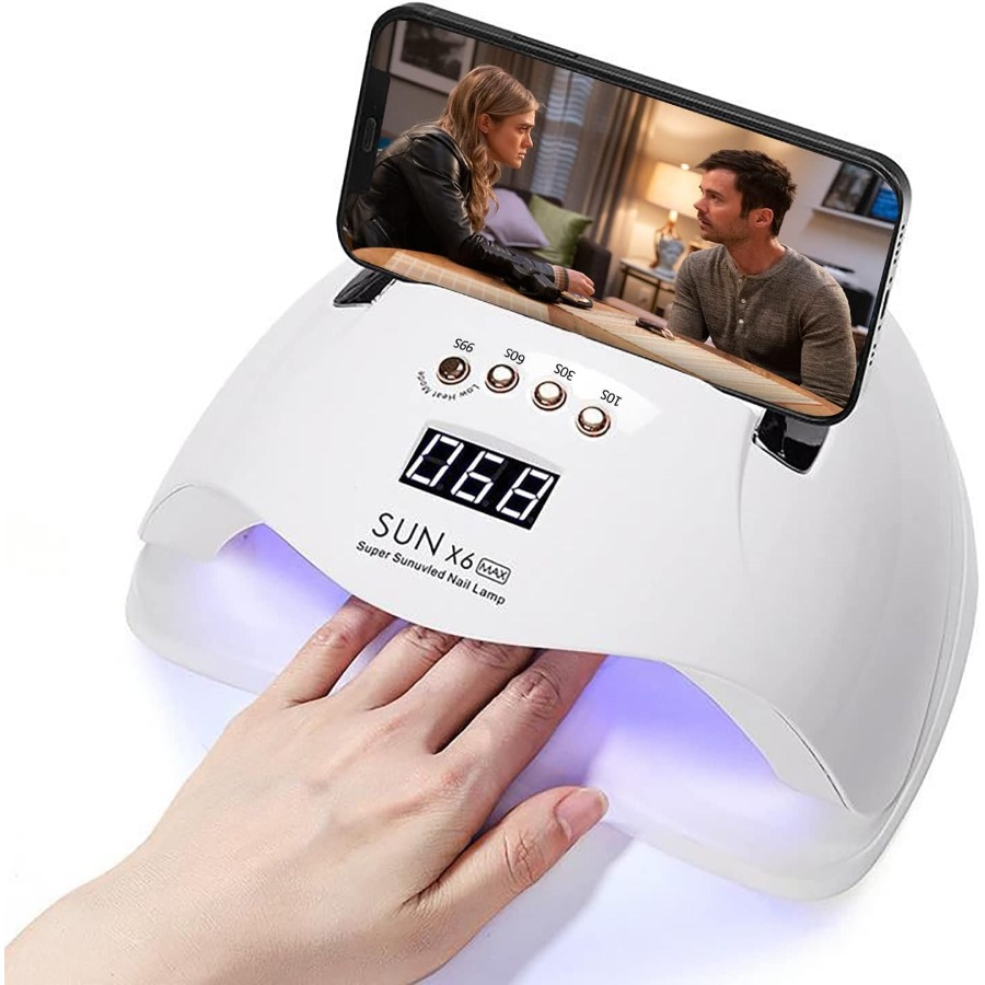 TEMU Led Nail Lamp, Nail With Phone Holder Professional Gel Polish Dryer Lamp With 4 Timer Settings, 45 Beads For Nail Art Design