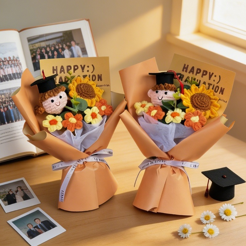 2 piezas de lana tejida,  , ramo de muñecas de graduación - Lindo     a  ,   para regalos de    ,   de graduación para   de  , ramo de muñecas   para ocasiones especiales