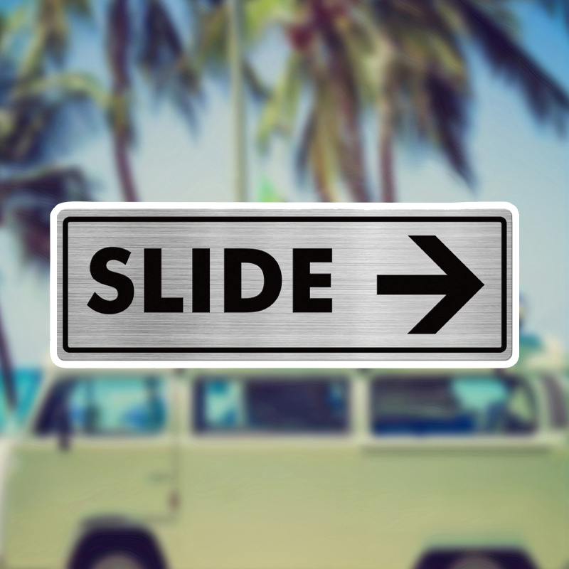 vintage slide door caution warning sign   car sticker with arrow 2d flat design for cars trucks motorcycles and more scratch resistant decal for windows bumpers and suitcases motorcycle decal cartoon   durable