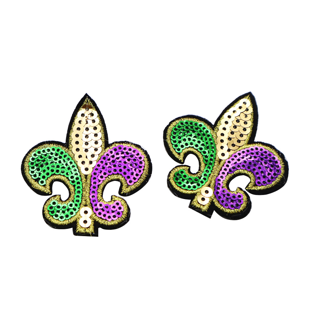 

5pcs Mardi Gras Sequin Patches, For Decoration, Mixed Color, With Holiday & Valentine's Day Embellishments For Jeans, Bags, Shoes, Hats & Coats