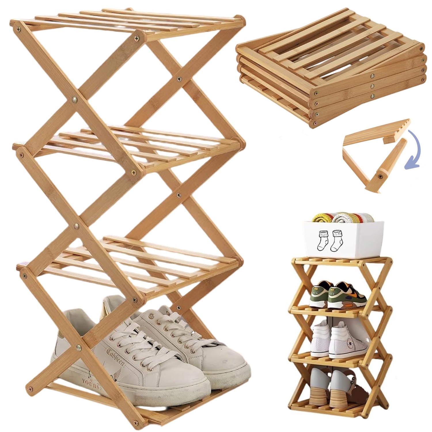 Image of Storage Rack With 4 Layers For Shoes Boots Books Potted Plants Cds Living Room Balcony Entrance