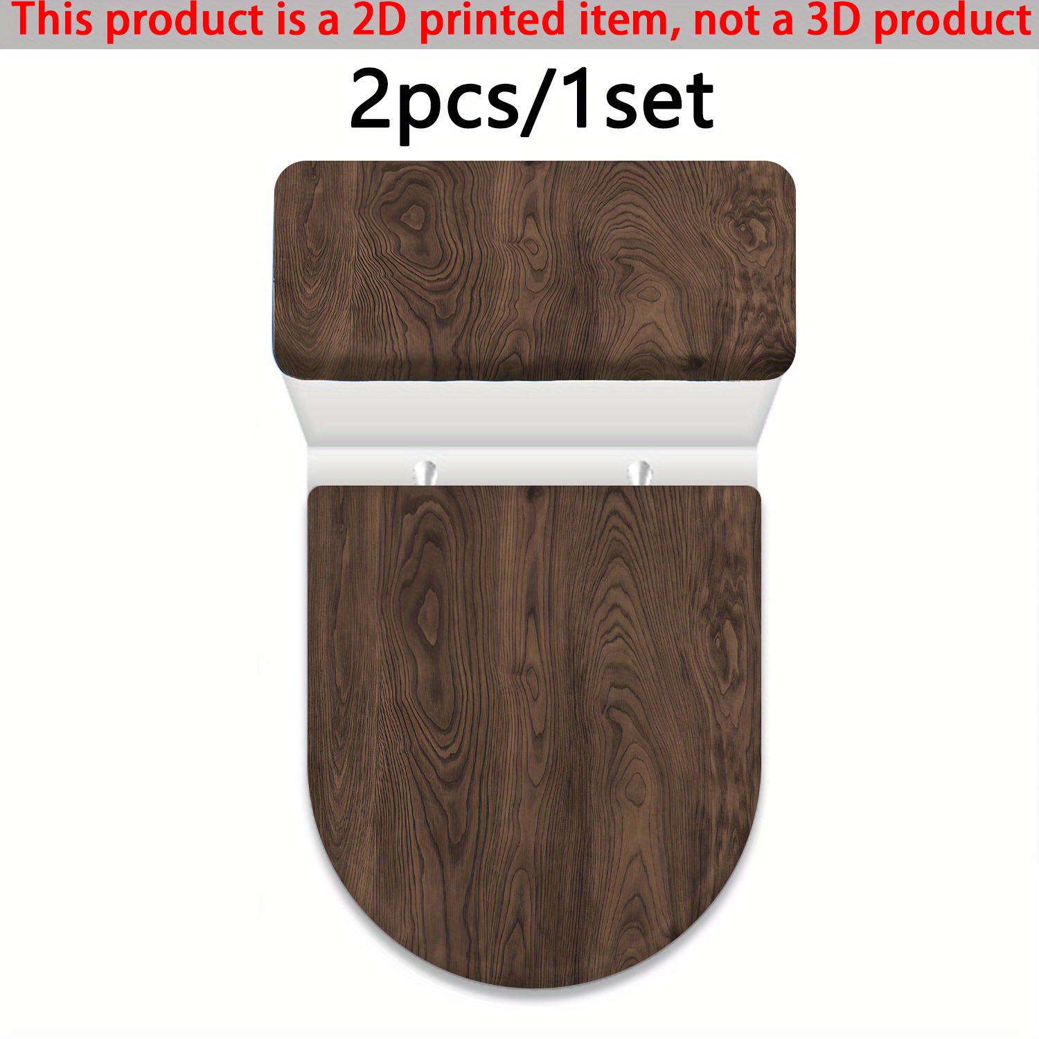 TEMU 1 Conjunto de de inodoro de madera natural , impresión 2D no 3D, cubierta elástica completa, cubierta retráctil elástica, decoración de baño