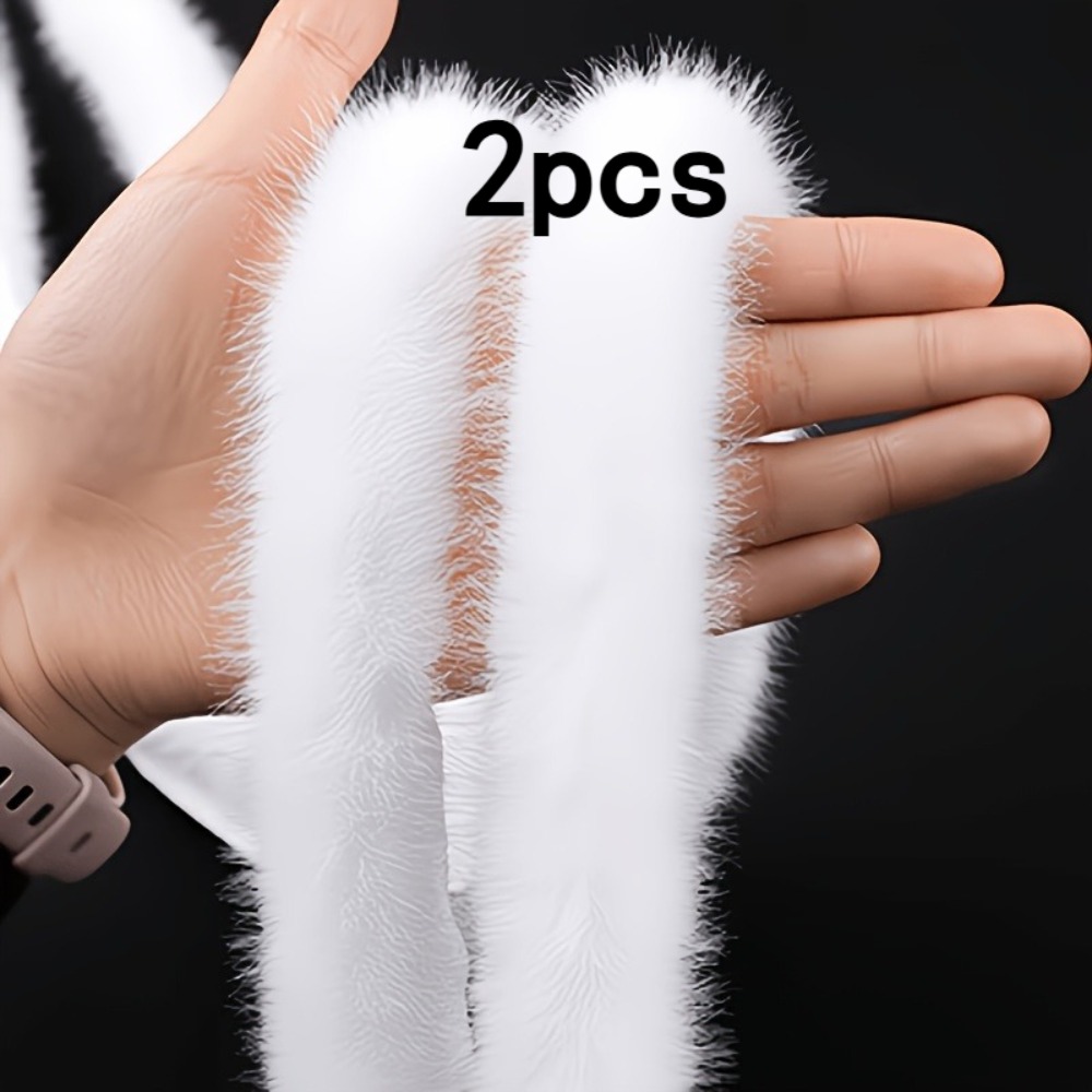 TEMU 2pcs, Bordure en fausse fourrure blanche de 100.0Cm - Tissu peluche , idéal pour les loisirs créatifs, la couture et les de - Accessoire