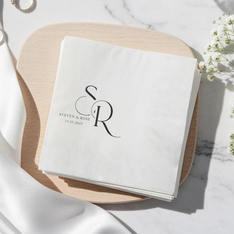 TEMU Personalized Wedding Cocktail Napkins With Initials, Engagement Parties, Bridal Showers, And Wedding Decorations For Halloween、christmas