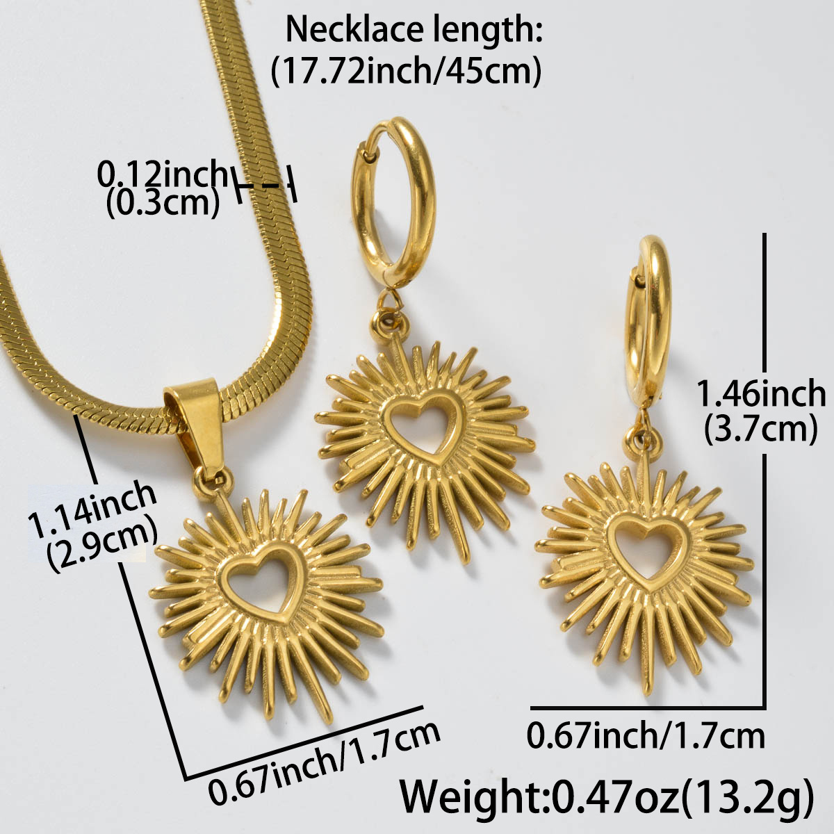 Valentine'S Heart Pendant Necklace & Earrings Set
