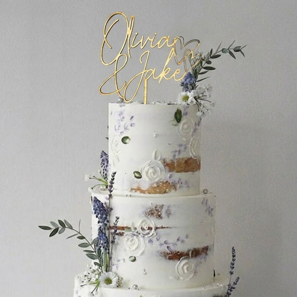 Personalized Engagement Cake Decoration, Customized Wedding Cake Decoration, Heart-shaped Design, Wedding And Anniversary Cake Gifts, For