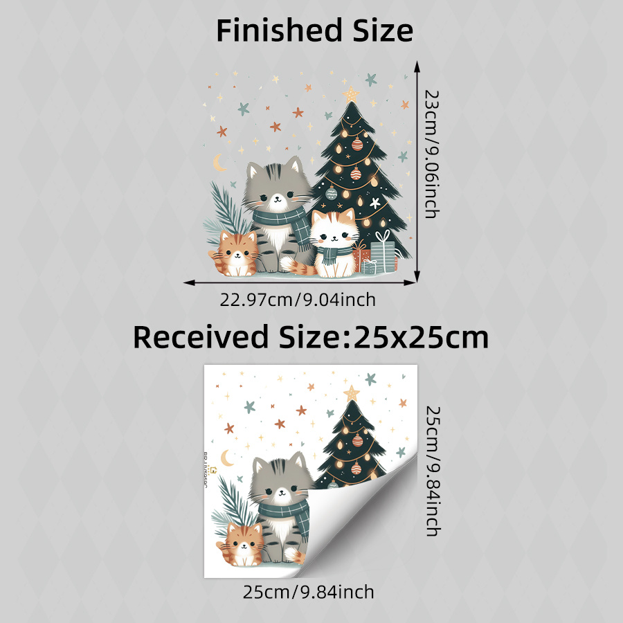 TEMU 1pc Christmas Window Clings Cute Cats Family Stickers Xmas Tree Star Snowflake Removable Glass Door Decals For Kids Room Party Home Holiday