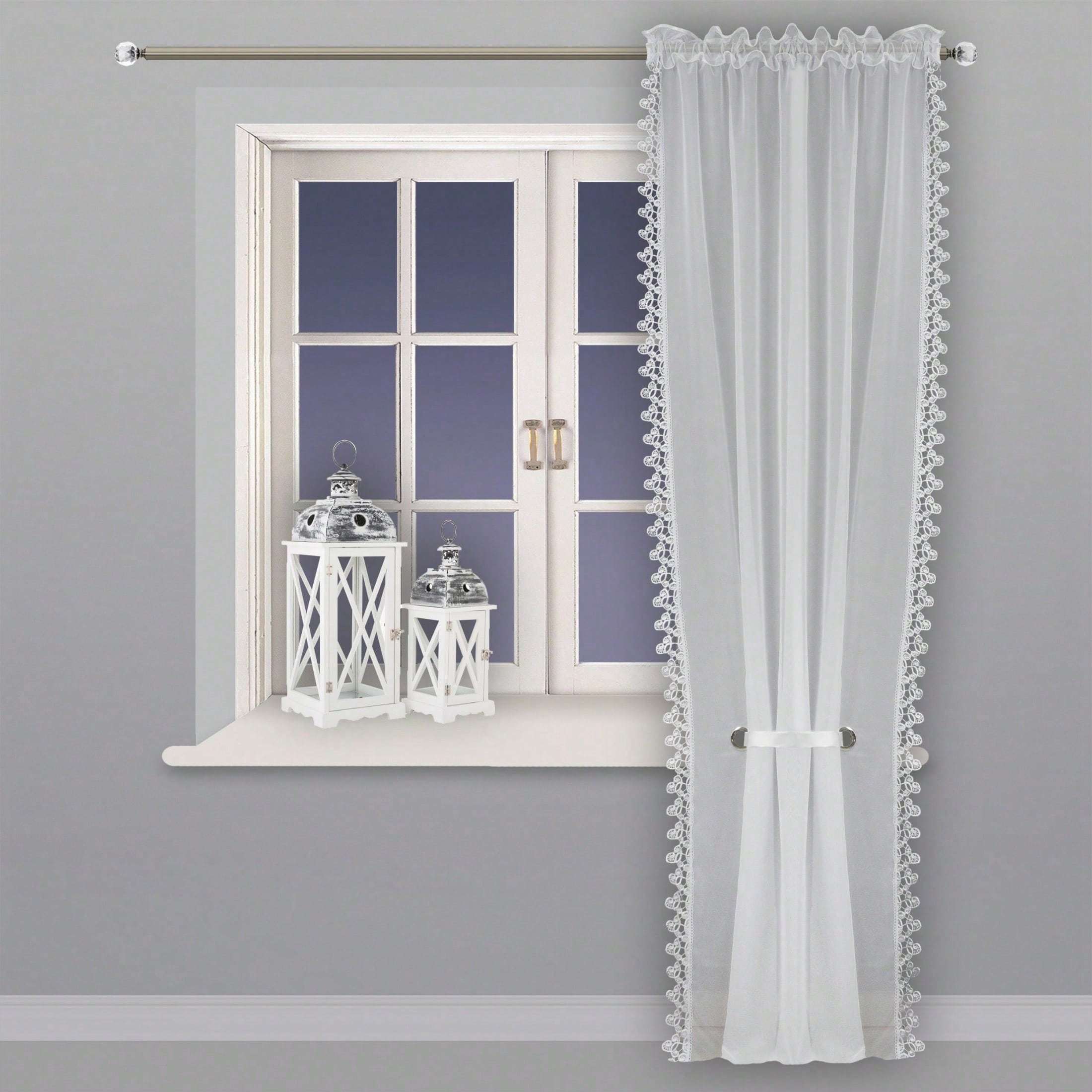 Image of Modern Minimalist Style Translucent Curtains, Lightweight And Breathable, Soft Light Effect, Solid Color Lace Design, 1pc, 150 * 250cm, Suitable For Bedroom, Living Room, Dining Room Decoration