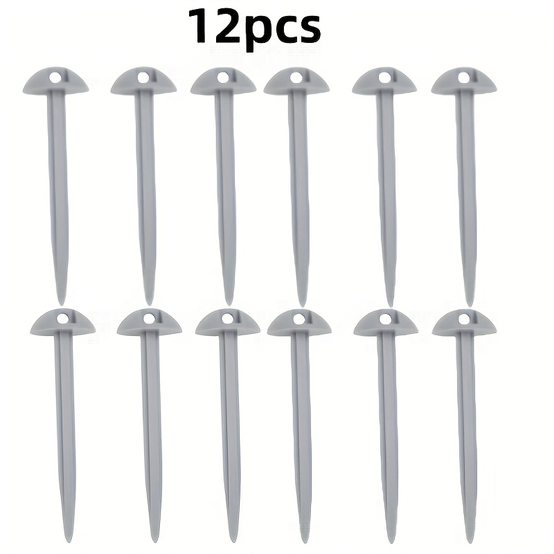 Image of 12pcs Durable Grey Abs Dome Carpet Nails - Anti Rust, And Pull Out Tent, Sunshade And Garden Fabric Anchors, 95mm Mushroom Outdoor Installation