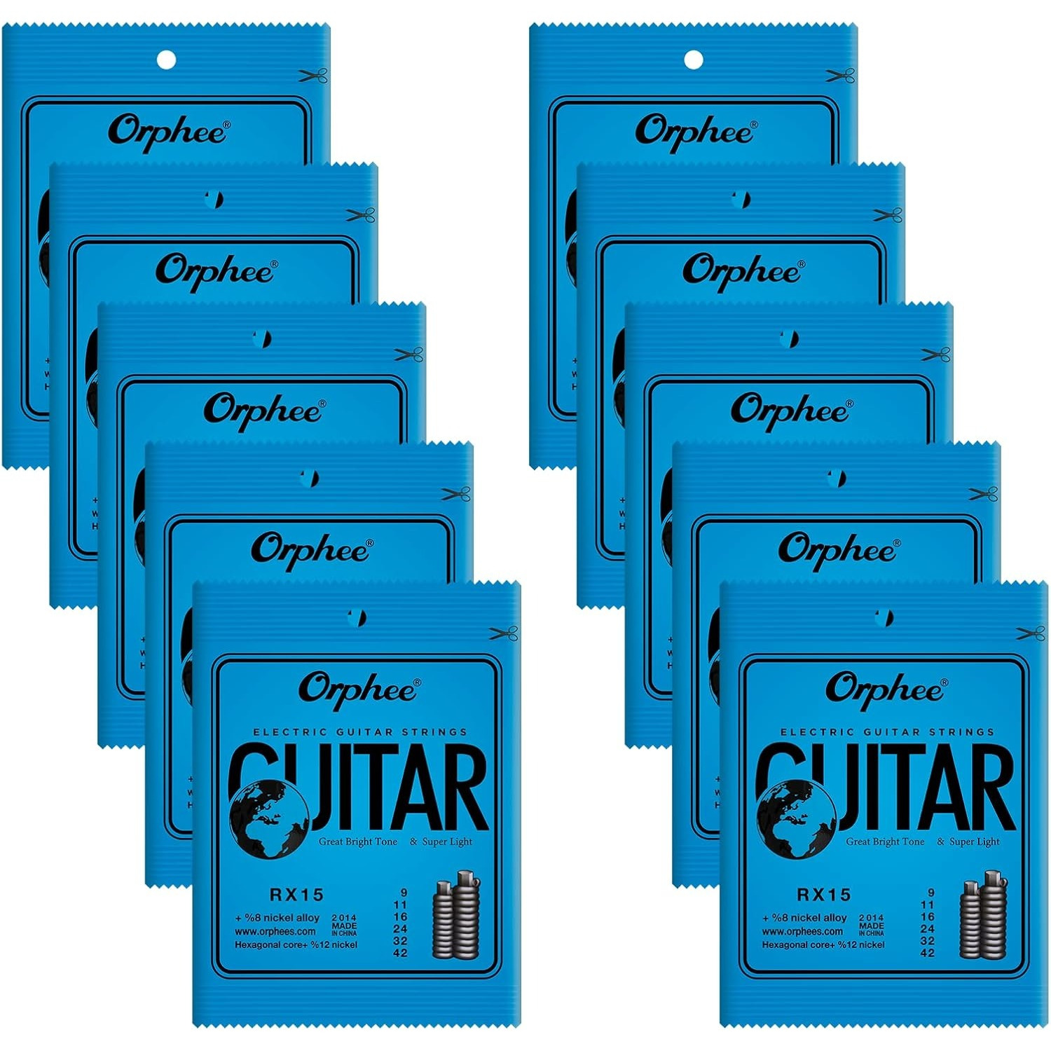 

5/10 Rx15 Guitar Strings (.009-.042) Hexagonal Steel Alloy Guitar Strings 1 Set Of 6, Suitable For Guitar Models