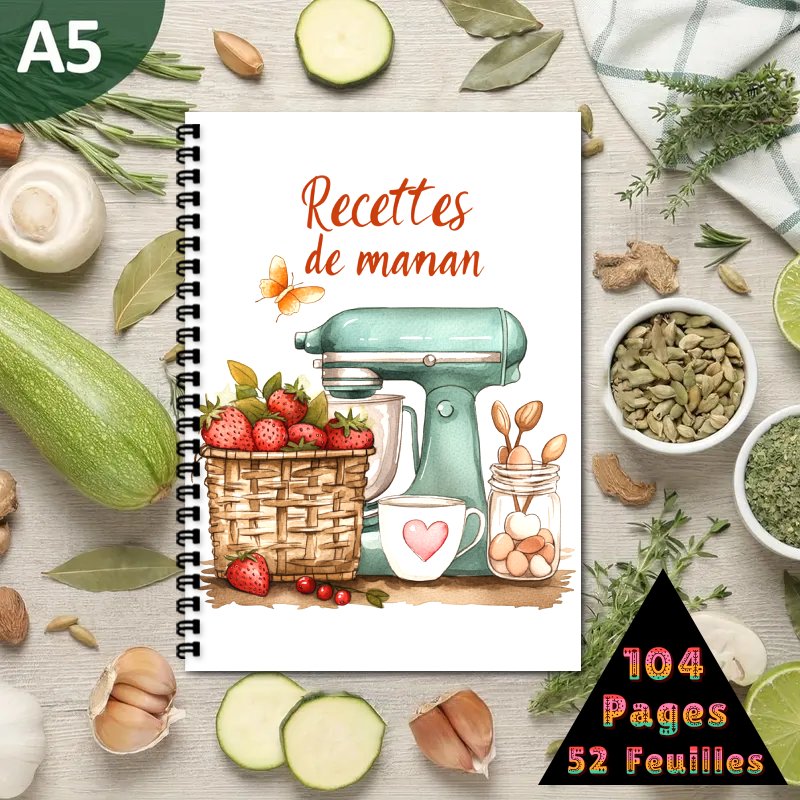 TEMU 1 livre de cuisine français | 1 cahier A5 relié spirale, livre de recettes pour hommes et femmes, cahier de recettes sur le thème de et des