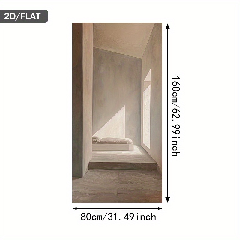 2D Flat, 2D Flat, 2D/FLAT 1pc Large Modern Abstract Minimalist Canvas Art - Frameless Neutral Beige, White, Brown, Black, Gray Wall Art - Ultra-Long 31.49X62.99 Inches (80X160 Cm) Living Room, Bedroom