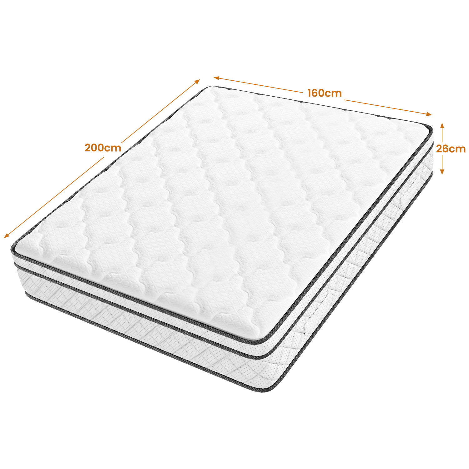 E-shop Matratze Hybridmatratze mit atmungsaktivem Schaum individuellen Taschenfedern - Mittelhart, Klassische Box-Top-Kollektion