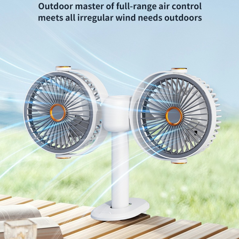A Dual-Head Fan with Independent Control That Can Be Clipped, Hung, Stood, Or Suspended, Featuring Five Speed Settings That Can Be Switched with a Single Button. It Makes a Perfect Gift for Family, Friends, And Colleagues, Suitable for Housewarming