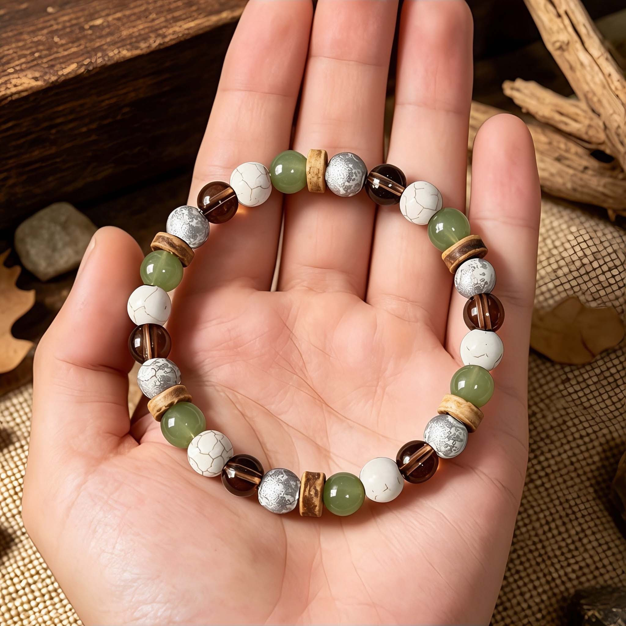 Handmade Unisex Natural Mixed Elastic Bead Bracelet