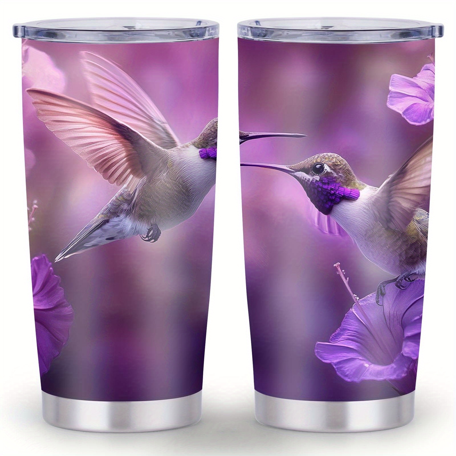 TEMU 1pc 20oz Hummingbird Element Stainless Steel Cup With Lid - Vacuum Insulated Insulated Cup, , Double-walled Travel Cup, Bpa-free - Ideal Gift For The Holidays