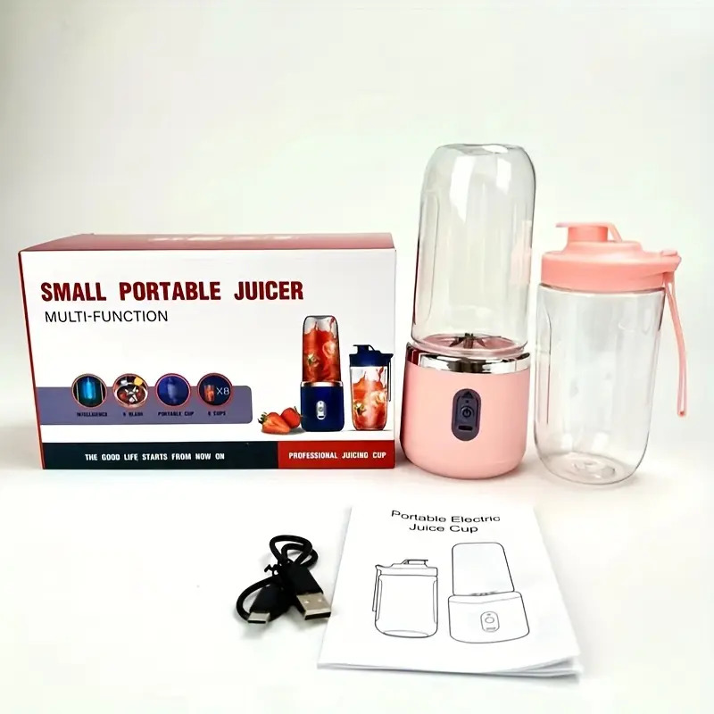 Licuadora y exprimidor portátil 2 en 1 con 6 cuchillas, carga USB y diseño de doble vaso - Perfecto para hacer batidos, milkshakes y bebidas frías, lo que lo convierte en un regalo ideal para el Día de San Valentín, Acción de Gracias, Halloween, Navidad y el Día de los Padres. - Imagen 7