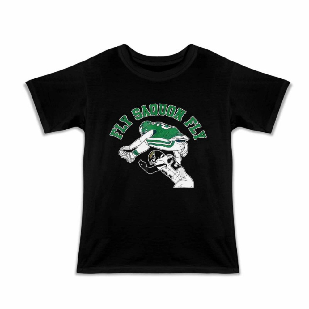 

Fly Saquon Fly" Boys' Cotton T-shirt - Design, Football Fans & Active , Round Neck, Wear