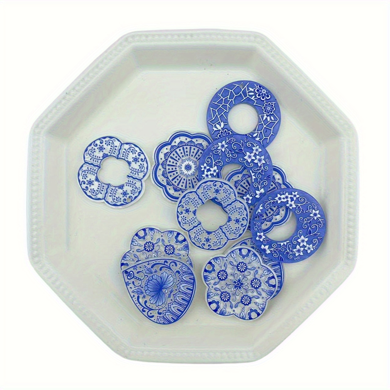 6 Acrylic Chinese Style Relief Pendants for Keychain Earrings