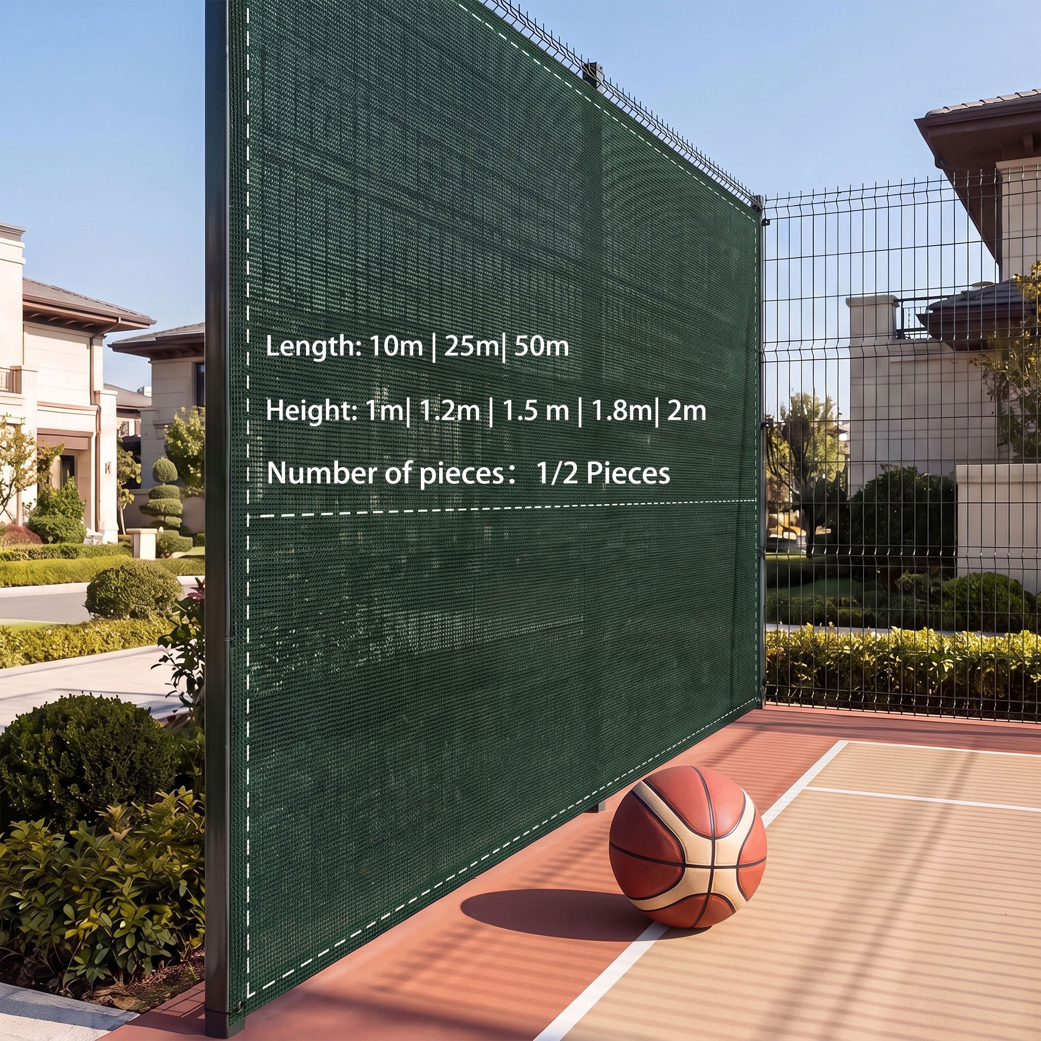 Image of 1-2pcs Roller Shades Privacy Screens, Tennis Court Screens, Fence Screens, Windbreaks, Fence Nets Made Of, Wind Protection, Sun Protection, Shade Net With Cable Ties For , Gardens, And
