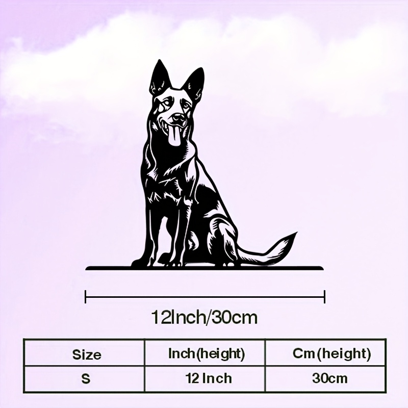 TEMU A Belgian Malinois Metal Wall Sculpture - Outdoor Wrought Iron Belgian Shepherd Dog Art Ornament, Realistic Fence Garden Home Decor - Ideal Gift