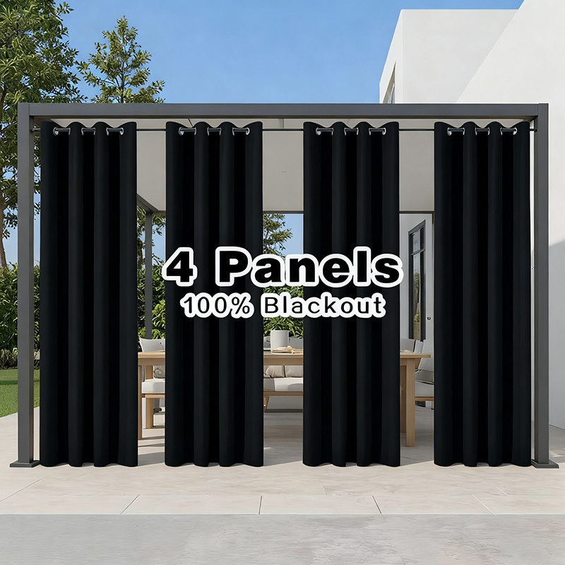 Temu – TEMU 4 Panels Room Divider 100% Blackout Outdoor Curtains With Privacy Protection Grommet Patio Curtains Gazebo Curtains Balcony Curtains Porch