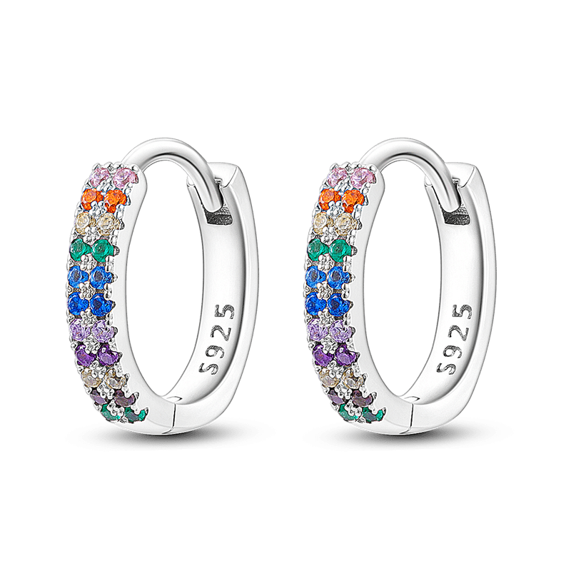 Women's Multicolor Zirconia Hoop Earrings, Exquisite Gift