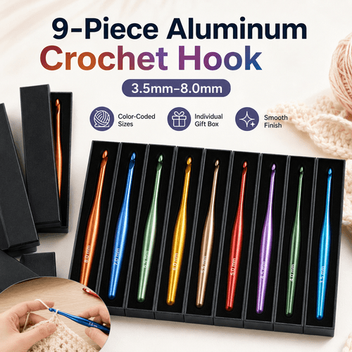 Single Aluminum Crochet Hook 3.5Mm-8.0Mm , Metal Yarn Hook with Printed Size Marking And Individual Gift Box, Crochet Needle for Knitting, Blanket, Scarf, Hat, Gift for Mom Grandma