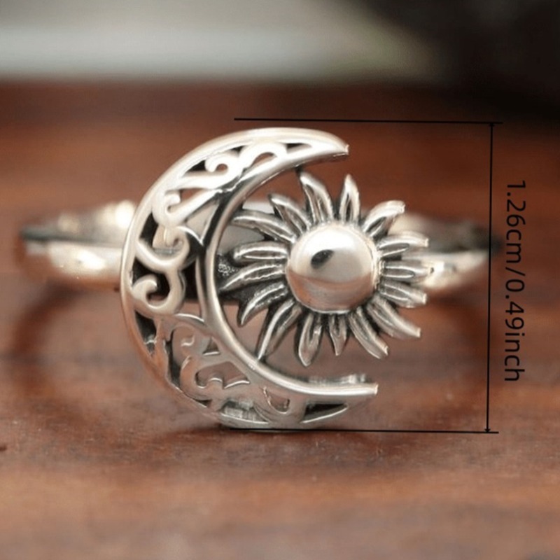 Retro Bohemia Engraved Sun and Moon Rings for Women