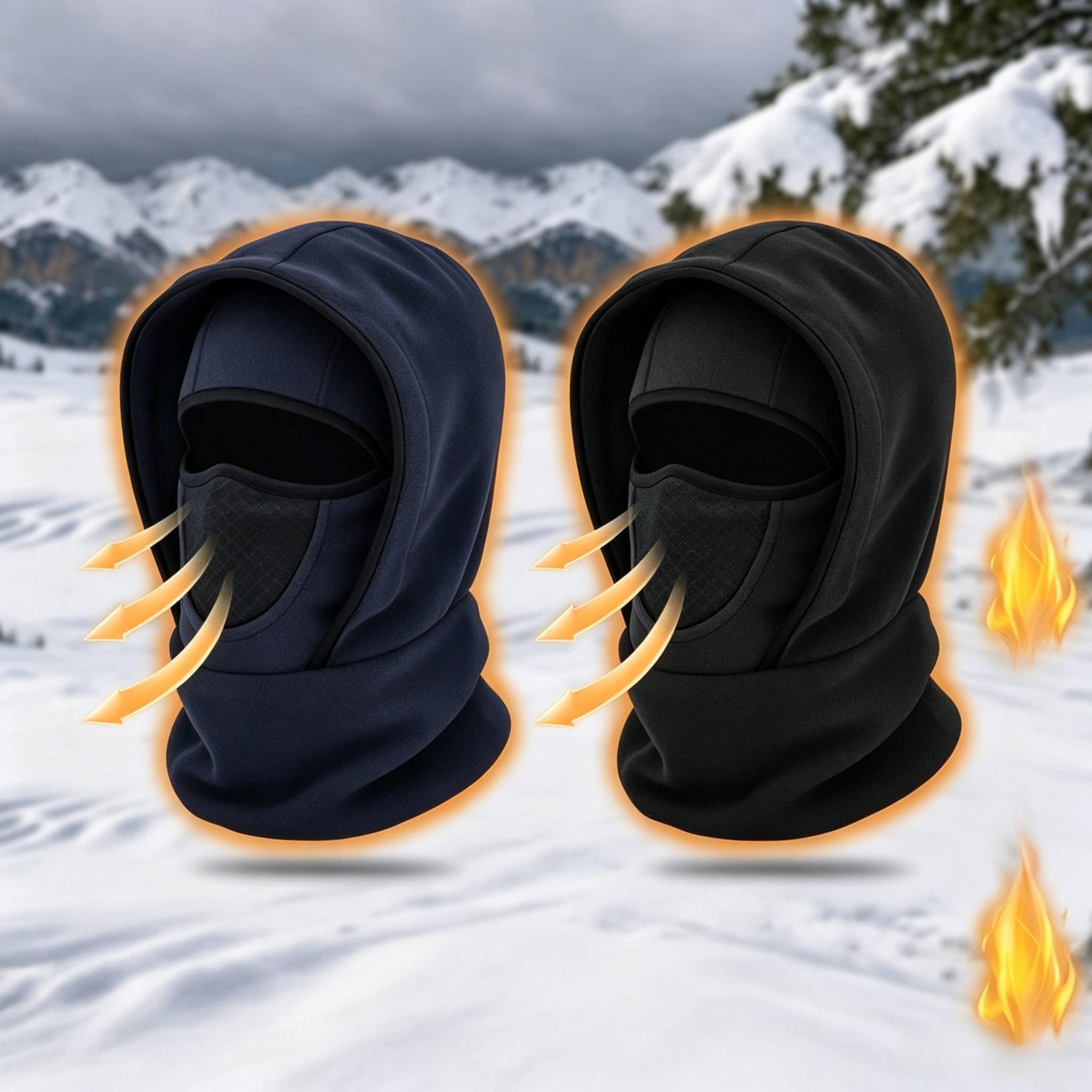 TEMU 2pcs -lined Thickened Warm Balaclava Hood, Thermal Pullover Hat, -lined Thickened Face Mask With Integrated Outdoor Face And Neck Protection,