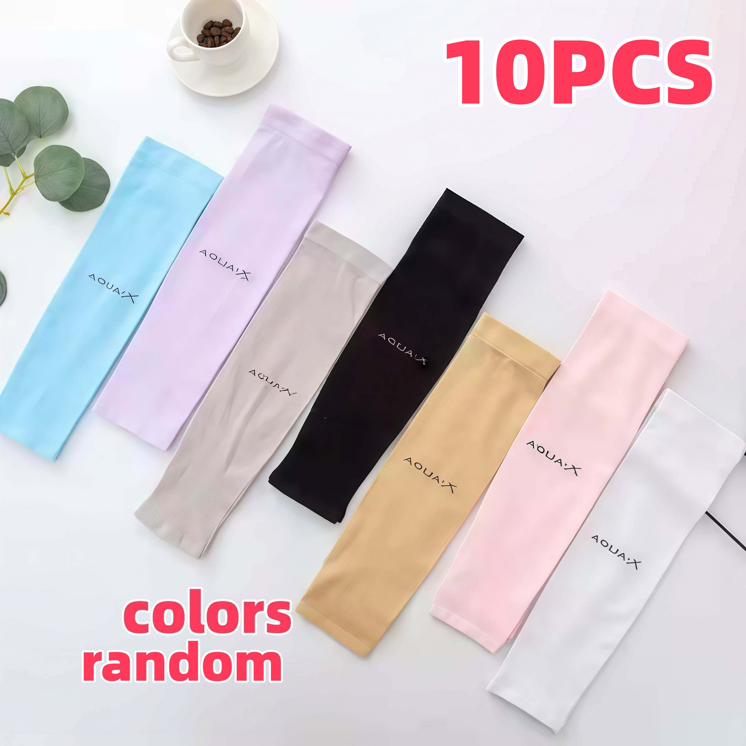 TEMU 10pcs Colorful Cooling Arm Sleeves, Random Colors, Elastic And Breathable, Suitable For Yoga, Driving, Golf, Fishing, Cycling, Hiking, And