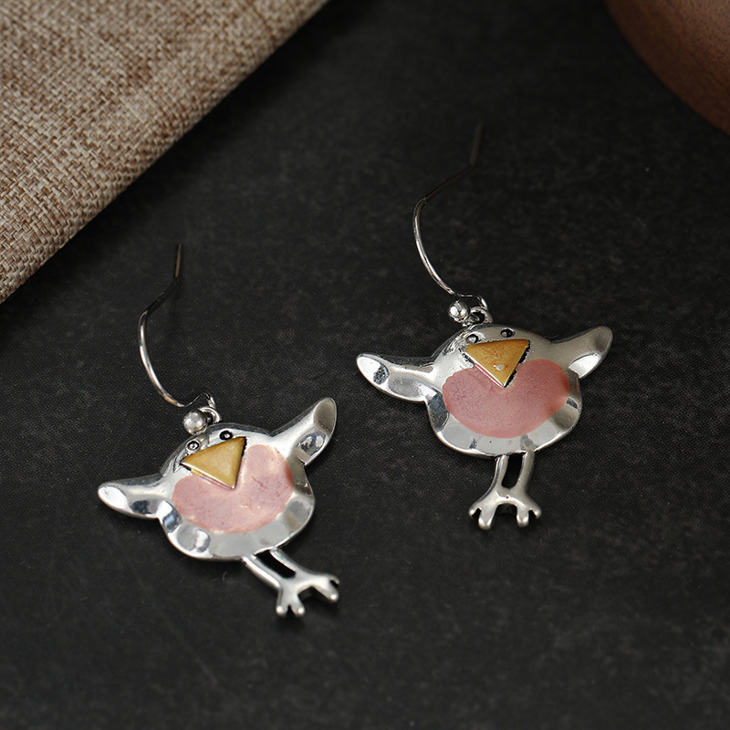 Cute Multi-Colored Bird Pendant Earrings, Creative Accessories